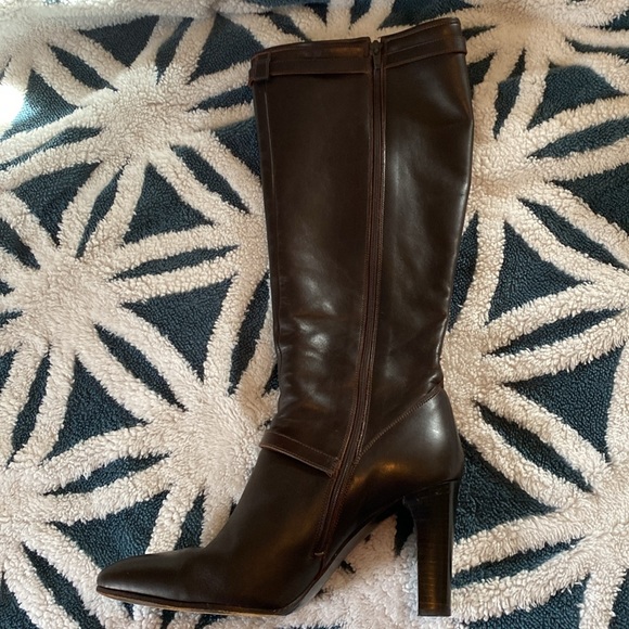 J. Crew Brown Leather Side Zipper 4" Heel Boots sz: 10 M / Made in ITALY - Picture 4 of 11